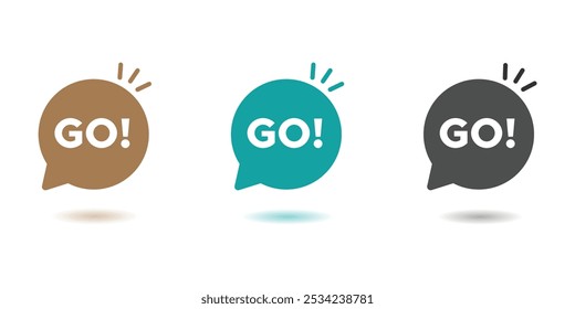 Go speech bubble vector icons collection