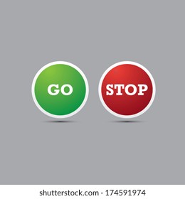 Go And Stop Round Icons