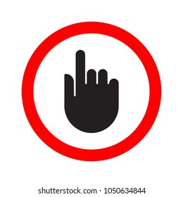 Go straight ahead sign with hand. Vector illustration.