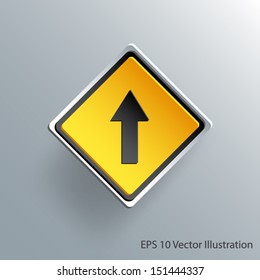 go straight direction traffic sign 3d paper design eps 10 vector illustration