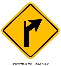 Go straight right curve symbol. Yellow diamond board traffic sign. Perfect for backgrounds, backdrop, sticker, sign, symbol, label, poster, banner, notice etc.