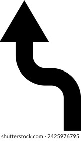 Go Straight This Way One Way Only U Turn Left and Right Black Arrow Sign Direction Icon. Vector Image.