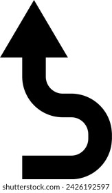 Siga Recto De Esta Manera Solo Una Manera U Gire A La Izquierda Y A La Derecha Flecha Negra Icono De Dirección De Señal. Imagen vectorial.