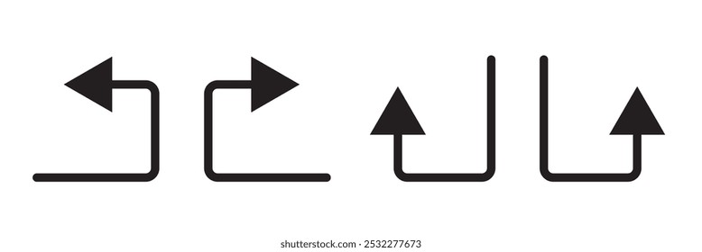 go straight this way one way only u turn left and right black arrow sign vector illustration.