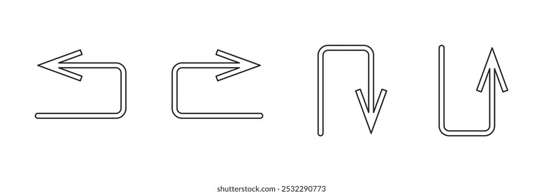  go straight this way one way only u turn left and right arrow icon  vector set illustration 