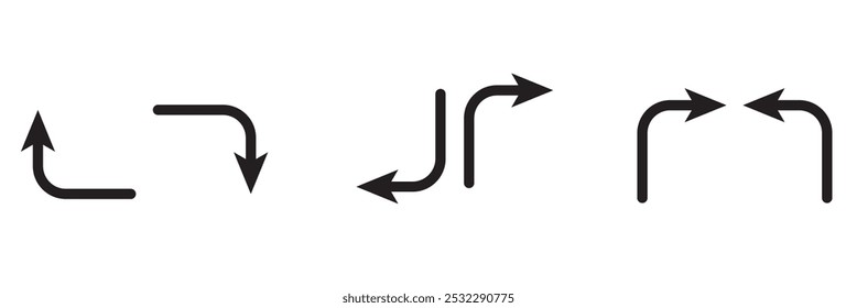  go straight this way one way only u turn left and right arrow icon  vector set illustration 