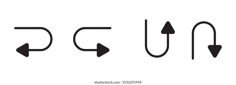  vá direto desta maneira apenas para cima vire para a esquerda e para a direita sinal de direção, ilustração vetorial isolado em um fundo branco
