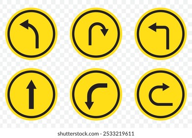 go straight this way one way only u turn left and right black arrow sign vector illustration. EPS 10.