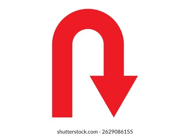 Go Straight This Way One Way Only U Turn Left and Right Blue and White Arrow Round Circle Traffic Sign Direction Icon Set. Only U Turn Black Arrow Sign Direction Icon Set. Vector Image. eps 10