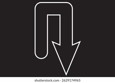Go Straight This Way One Way Only U Turn Left and Right Red and White Arrow Round Circle Traffic Sign Direction Icon Set. Right U-turn ahead traffic sign road. Arrows Showing Road Traffic eps 10