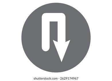 Go Straight This Way One Way Only U Turn Left and Right Red and White Arrow Round Circle Traffic Sign Direction Icon Set. Right U-turn ahead traffic sign road. Arrows Showing Road Traffic eps 10