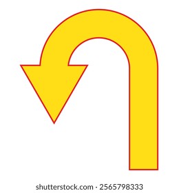 Go Straight, U turn, Right and Left, This Way, One Way, Only U Turn Black Arrow Sign Direction Icon Set. Vector Image.