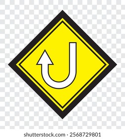 Go Straight, U turn, Right and Left, This Way, One Way, Only U Turn Black Arrow Sign Direction Icon Set. Vector Image.