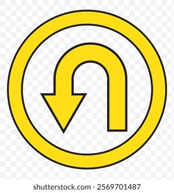 Go Straight, U turn, Right and Left, This Way, One Way, Only U Turn Black Arrow Sign Direction Icon Set. Vector Image. eps 10.