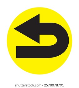 Go Straight, U turn, Right Left, One Way, Only U Turn Arrow Sign Direction Icon. Set of arrows icons.Circle arrows rotate arrow, spinning loading symbol. Circular rotation, redo process,Colorful.EPS10