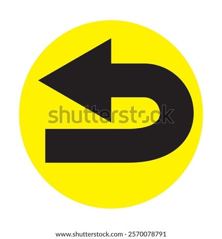 Go Straight, U turn, Right Left, One Way, Only U Turn Arrow Sign Direction Icon. Set of arrows icons.Circle arrows rotate arrow, spinning loading symbol. Circular rotation, redo process,Colorful.EPS10