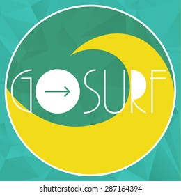 Go Surf emblem polygonal vector background