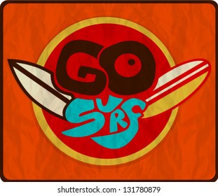 Go Surf emblem vector background. Image contains transparency in texture, 10 EPS