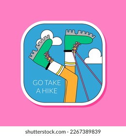 Go Take a Hike Sticker Travel Adventure in Retro Groovy style Nostalgia