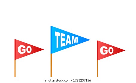 Go Team Triangle Banner. Go Team In Cartoon Style. Vector Stock Illustration.