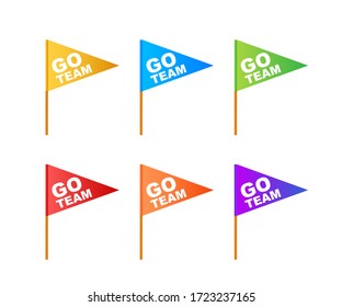 Go Team Triangle Banner. Go team in cartoon style. Vector stock illustration.