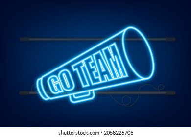 Go Team Triangle Banner. Go team in cartoon style. Neon icon. Vector stock illustration