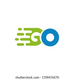 Go text speed icon logo design vector template