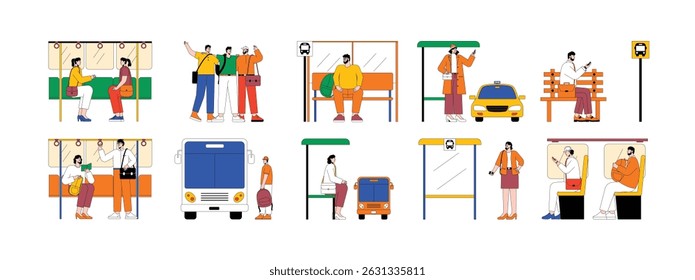 Go together or alone with public transportation provided by the city commuter vector illustration.