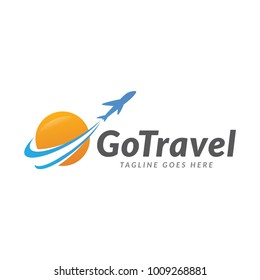 go travel airplane plane logo icon vector template