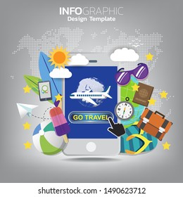 Go Travel Concept with a Passenger Plane Mobile Ticket for App. 