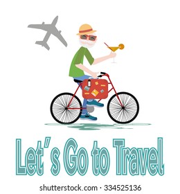 letÃ?Â´s go travel illustration over color background
