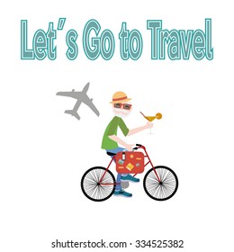 letÃ?Â´s go travel illustration over color background