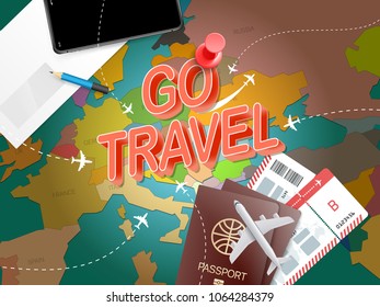 Go travel. Vacation concept with accessories