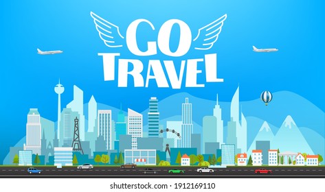 Go travel vector concept witj cityscape