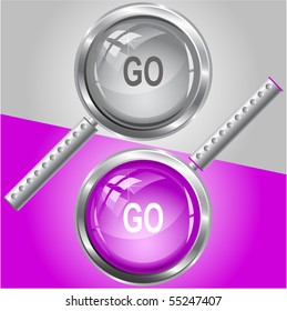Go. Vector magnifying glass.