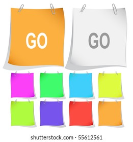 Go. Vector note papers.