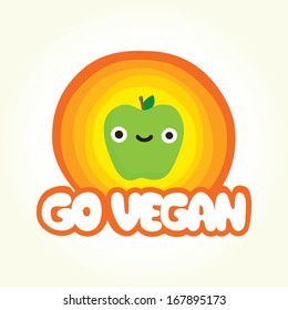 Go vegan apple vector illustration