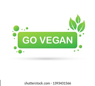 Go Vegan Badge. Vegan Button. Vector illustration.