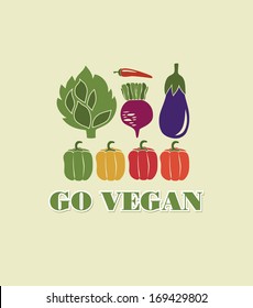 go vegan card design. vector illustration