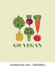 go vegan card design. vector illustration
