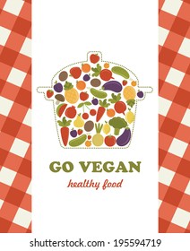 go vegan card design. vector illustration