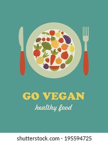 go vegan card design  vector illustration