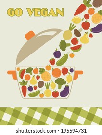 go vegan card design. vector illustration