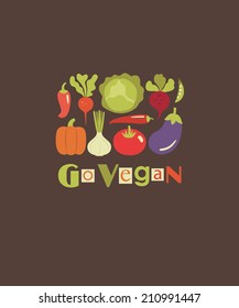 go vegan card design. vector illustration