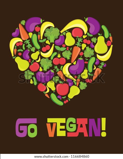 Go Vegan Card Design Vector Illustration Stock Vector (Royalty Free ...