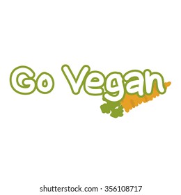 Go vegan with carrot label vector illustration