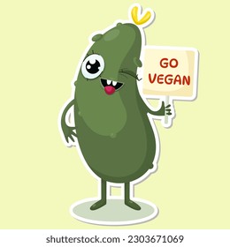 Vamos pepino vegano lindo caracter pegatina