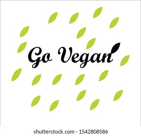 Go Vegan. Leafs 2D Vector baclground