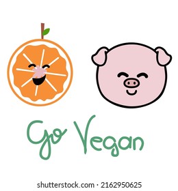 Go Vegan Orange and Pig