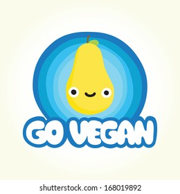 Go vegan pear vector illustration